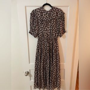 Sea Brown Leopard like Print Midi Dress